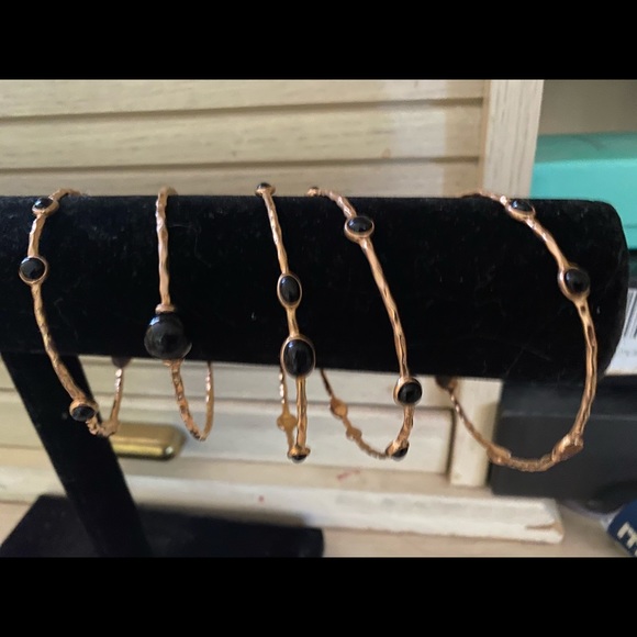 Veronese 18K Clad Average Set of 5 Onyx Bangles - Picture 5 of 8